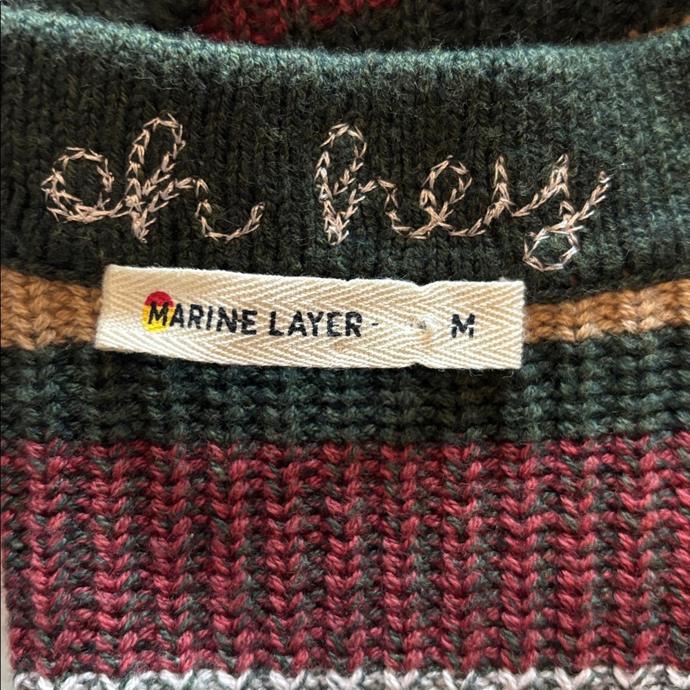 Marine Layer Striped V-Neck Cardigan Sweater M - Picture 8 of 8